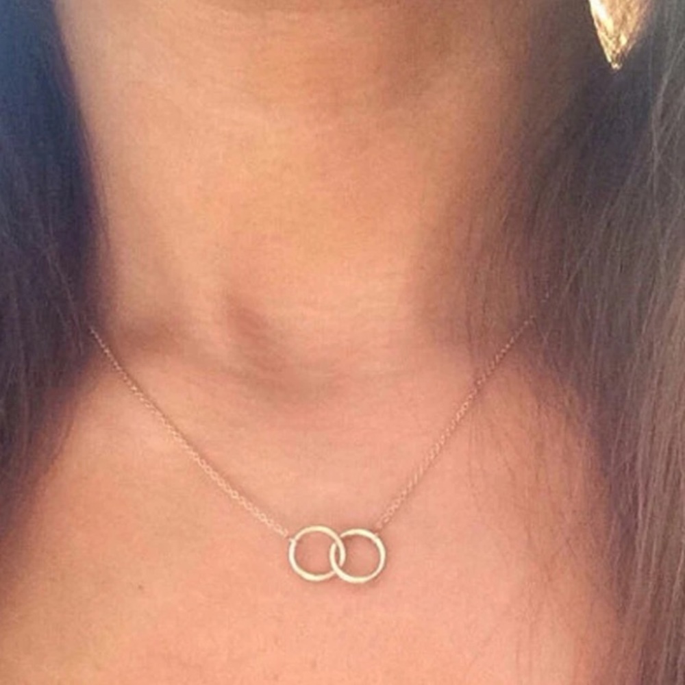 Small Gold Double Ring Necklace - Picture 1 of 2